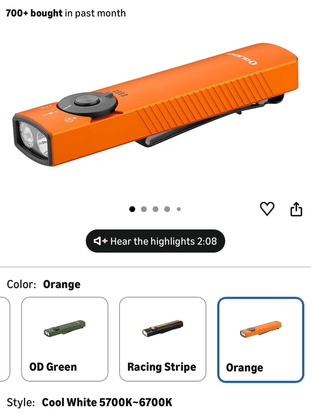 🔦 Arkfeld Pro Orange LED Triple Light Source Portable Flashlight